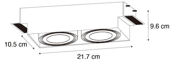 Set di 6 faretti da incasso bianchi GU10 70mm 2-luci senza cornice - Oneon