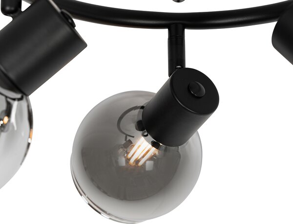 Faretto da Soffitto Smart Nero con Vetro Fumè 3 Luci incl. WiFi P45 - Vidro
