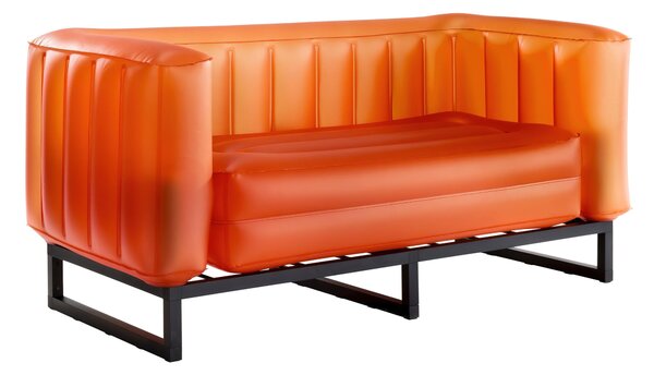 Divano Yomi eko illuminato struttura in alluminio, dimensioni 76x151xH69 cm peso 14,6 kg, seduta gonfiabile in TPU colore arancio traslucido