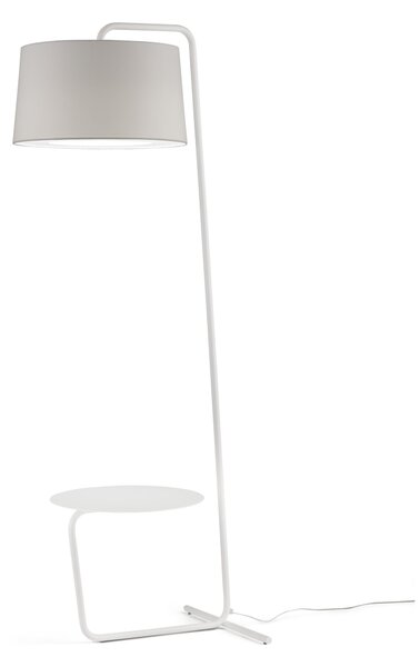Lampada piantana da TERRA Tavolino Struttura in acciaio verniciato NOMAD Dimensioni 60x45xh 88 cm - 10,5 kG Paralume in tessuto bianco � 50 x h 27 cm