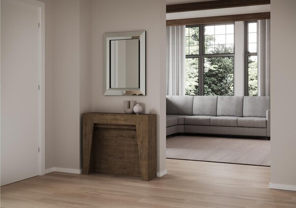 Consolle Allungabile con 4 allunghe ANEA 90x48xh77 cm estensibile fino a 211 cm Allunghe all'interno tutto in legno di Frassino colore Noce