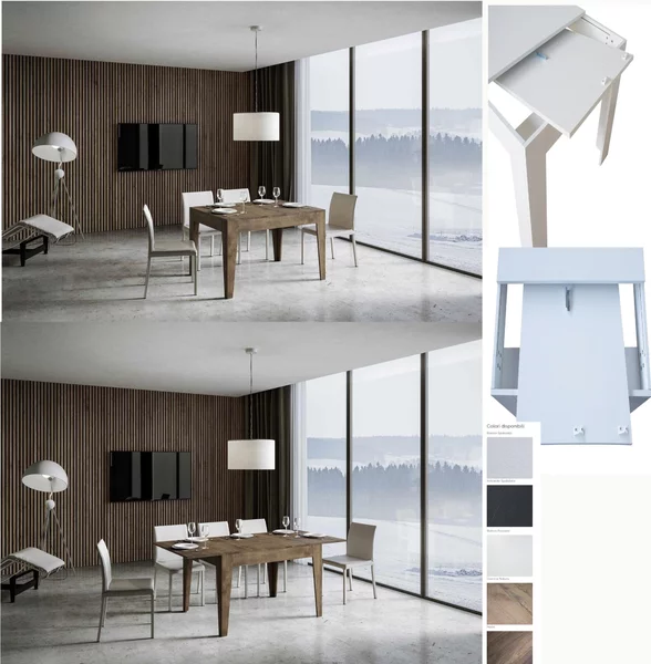 Tavolo Allungabile Piano Noce CICO 90x120xh77 cm estensibile fino a 180 cm tutto in legno di Frassino Noce