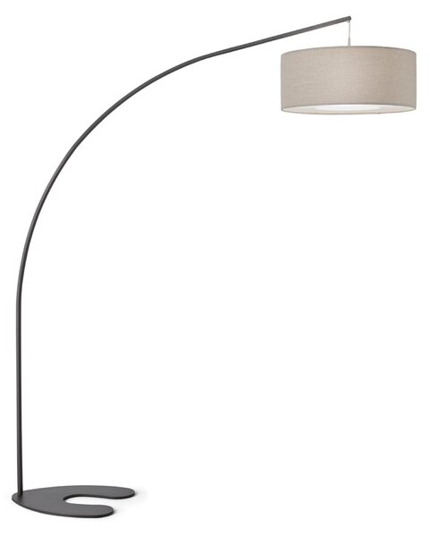 Lampada piantana da Terra Struttura in acciaio verniciato antracite DOMINO Dimensioni 190xh 220 cm - 21,5 kg Paralume Colore tessuto chiaro