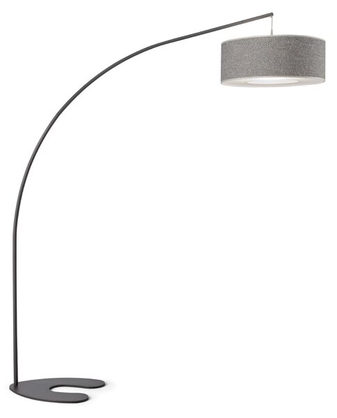 Lampada piantana da Terra Struttura in acciaio verniciato antracite DOMINO Dimensioni 190xh 220 cm - 21,5 kg Paralume Colore tessuto Scuro