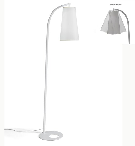 Lampada piantana da TERRA Struttura in acciaio verniciato Bianco KOBE Dimensioni 50xh 185 cm - 11,5 kg Paralume in Tessuto Bianco � 25 x h 42 cm