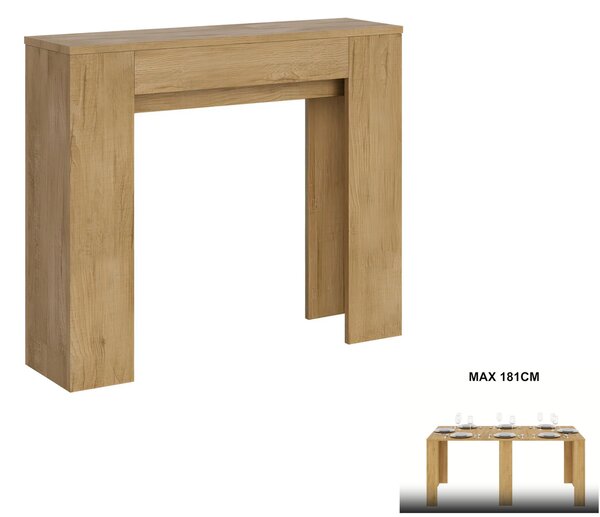 Consolle Allungabile SLICK in Legno Nobilitato Dimensioni 90x25xh 77 cm Allungabile fino a 181 Ospita 10 persone Quercia natura