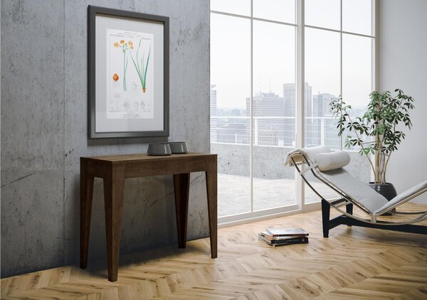 Tavolo Consolle Allungabile ISOTTA Noce Allungabile fino a 302 cm con 5 elementi da 52 cm, tutto in legno di Frassino 90x42xh77 cm colore Noce