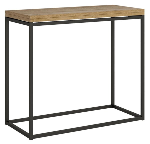 Consolle Apribile a Libro ed Allungabile NORDICA LIBRA 90x45xh 80 cm Aperta 90x90x h78 cm telaio colore Antracite piano Quercia