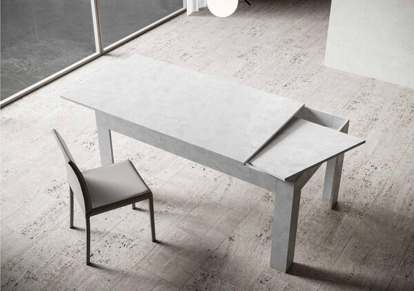 Tavolo Allungabile Piano Frassino Bianco Spatolato BIBI 90x120xh77 cm estensibile fino a 180 cm tutto in legno di Frassino Bianco Spatolato