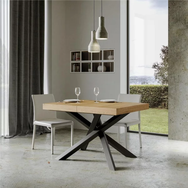 Tavolo Allungabile Piano VOLANTIS design Moderno Dimensioni 90x130xh77 cm estensibile fino a 234 cm telaio 4 colori piano in Legno di Frassino Quercia Natura