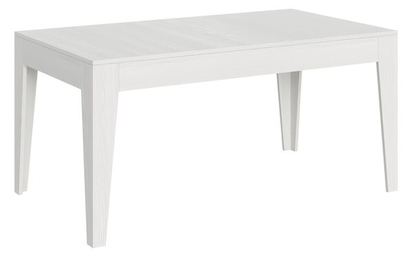 Tavolo Allungabile Piano Bianco Spatolato CICO 90x160xh77 cm estensibile fino a 220 cm tutto in legno di Frassino Bianco frassino