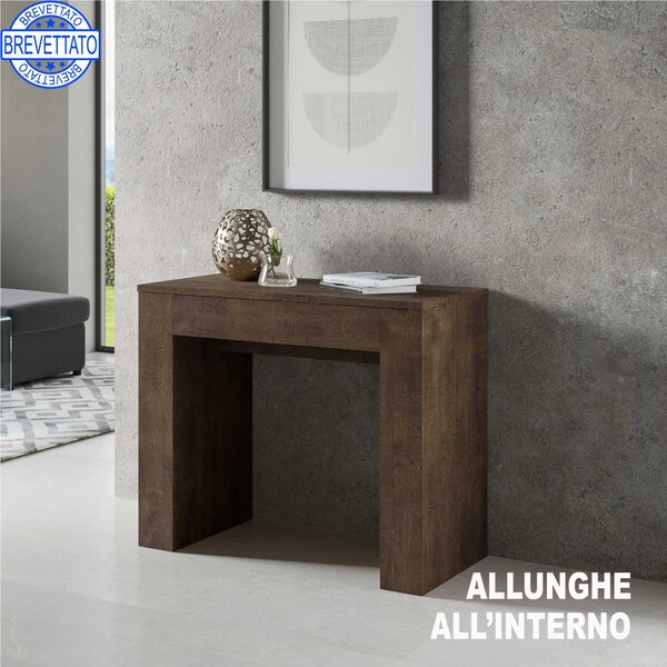 Consolle Allungabile con 4 allunghe con porta prolunghe NEW EXTRA 90x49xh78 cm estensibile fino a 307 cm (ospita fino a 14 persone) Noce