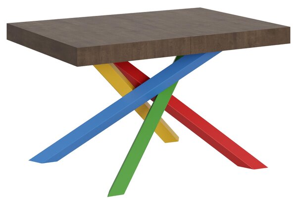 Tavolo Allungabile Piano VOLANTIS design Moderno Dimensioni 90x120xh77 cm estensibile fino a 224 cm telaio 4 colori piano in Legno di Frassino Noce