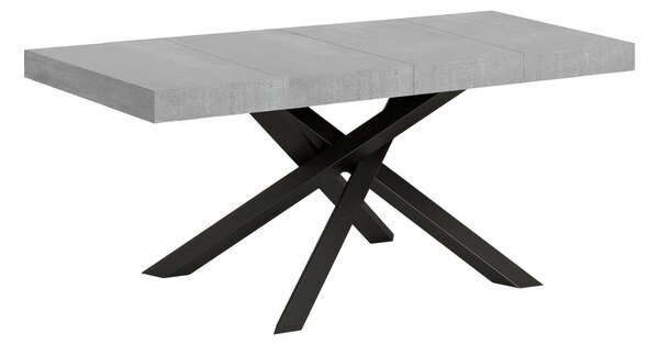 Tavolo Allungabile Piano VOLANTIS design Moderno Dimensioni 90x140x h77 cm estensibile fino a 244 cm telaio ANTRACITE piano in Legno di Frassino Cemento