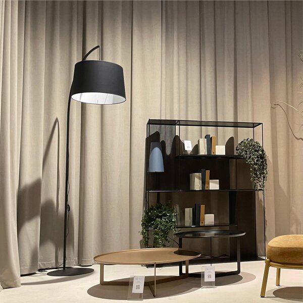 Lampada, Piantana da Terra In stile glam in metallo Nero FABIAN dimensioni 40,5x 1xh120 cm -peso 7,00 kg Paralume: tessuto