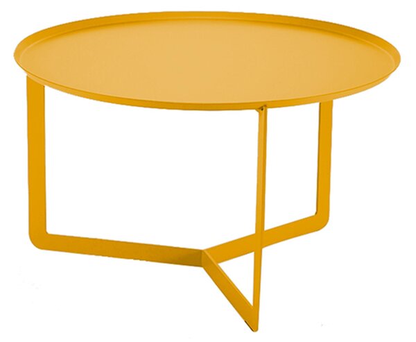 Tavolinetto Rotondo in acciaio ROUND Medio diametro 60x60xh36 cm - peso Kg 7,50 con vassoio estraibile struttura in acciaio colore Giallo