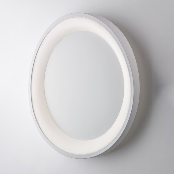 Plafoniera circolare in metallo e alluminio laccato bianco con led integrato Diametro 50x h 7 cm LED 32W / 2900 Lumen / 4000K bianco