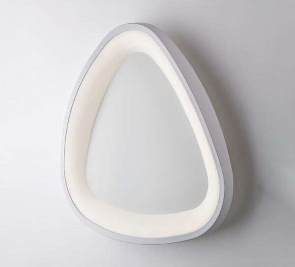 Plafoniera Triangolare in metallo e alluminio laccato bianco con led integrato Diametro 50x h 7 cm LED 32W / 2900 Lumen / 4000K bianco