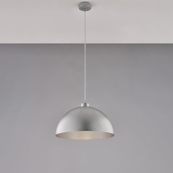 Sospensione Marcus �35xH21 - MAX 121 cm, Bianco Laccato con Decorazione Argento Antico, Ferro, Illuminazione 1 X E27 - 55 Watt Max