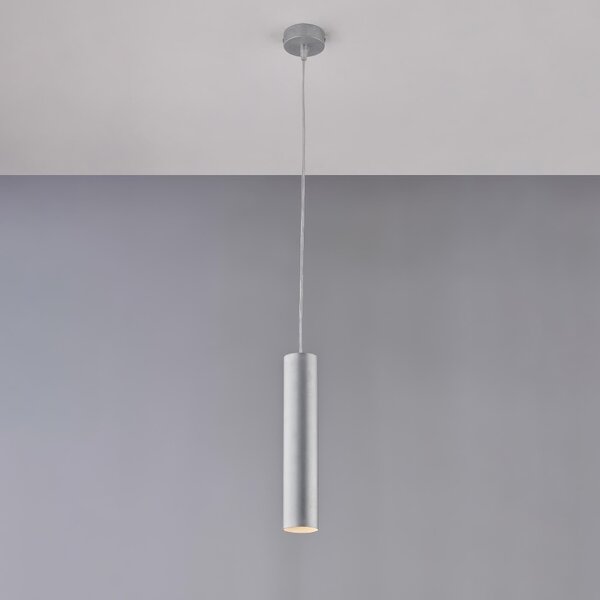 Sospensione Dag in Ferro Laccato Bianco �8xH30-100 cm, Argento, 1 Luce GU10 - 35 Watt Max