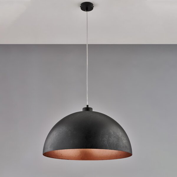 Sospensione Marcus Diametro 50 cm, Nero Rame, Ferro Laccato con Decorazione in Rame Antico