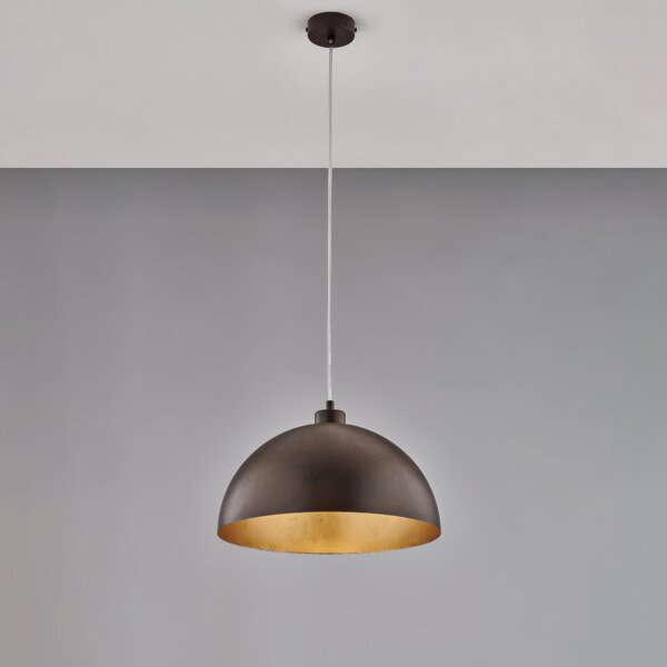 Sospensione Marcus �35xH21 - MAX 121 cm, Ruggine Oro, Ferro Laccato con Effetto Ruggine e Decorazione Interna Oro Antico - 1 X E27 - 55 Watt Max