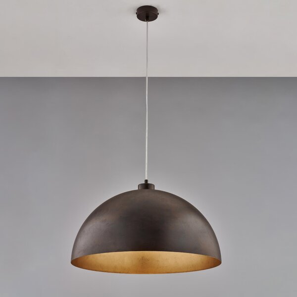 Sospensione Marcus Diametro 50xH30 - Max 130 cm, Ruggine Oro, Ferro Laccato con Effetto Ruggine e Oro Antico
