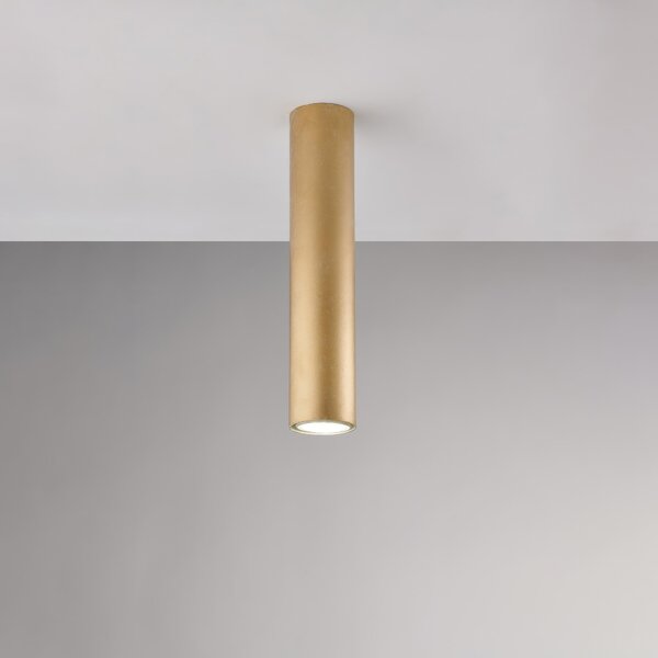 Plafoniera Dag �8xH30 cm, Oro, Ferro Laccato Bianco con Decorazione Oro Antico