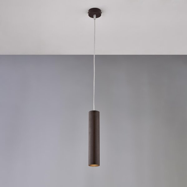 Sospensione Dag in Ferro Laccato Nero con Effetto Ruggine, H30 - MAX 100 - �8 cm, 1 X GU10 - 35 Watt Max, Colore Ruggine