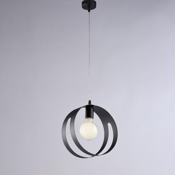 Sospensione Peter Nero in Ferro Laccato con Fascia Laser, 20xH.30-130 cm, 1 X E27 - 55 Watt Max
