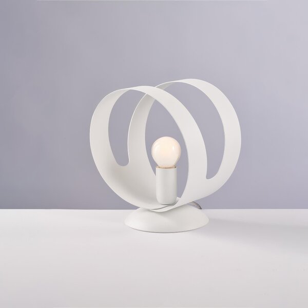 Lumetto Peter in Ferro Laccato Bianco con Fascia Tagliata a Laser 22x�19 cm, Bianco, 1 X E14 - 42 Watt Max