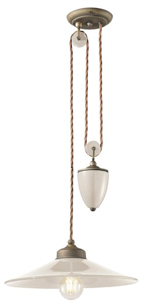 Sospensione Saliscendi da interno a Una luce in materiale Ceramico URBAN RETRO' Dimensioni ? 35cm peso 3,80 kg - Attacco Lampada E 27 Crema