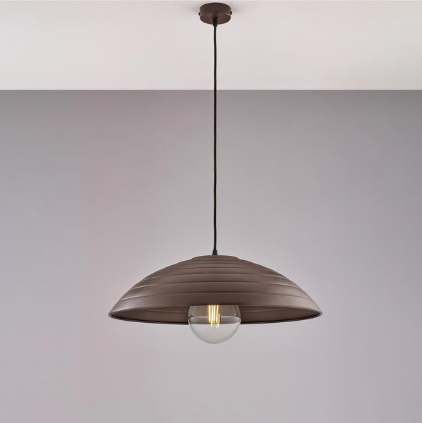 Lampada a Sospensione in ferro laccato nero Cavo Elettrico ricoperto da tessuto MOD SENDER Diametro 50x h 15 cm cm decorazione RUGGINE