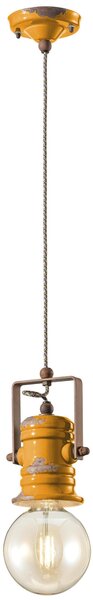 Sospensione da interno a Una luce in materiale Ceramico URBAN RETRO' dimensione 13x h 19 cm peso 1,24 kg - Attacco Lampada E 27 Giallo