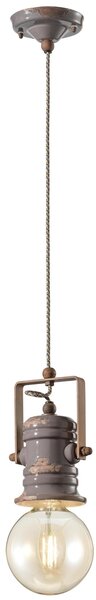 Sospensione da interno a Una luce in materiale Ceramico URBAN RETRO' dimensione 13x h 19 cm peso 1,24 kg - Attacco Lampada E 27 Grigio