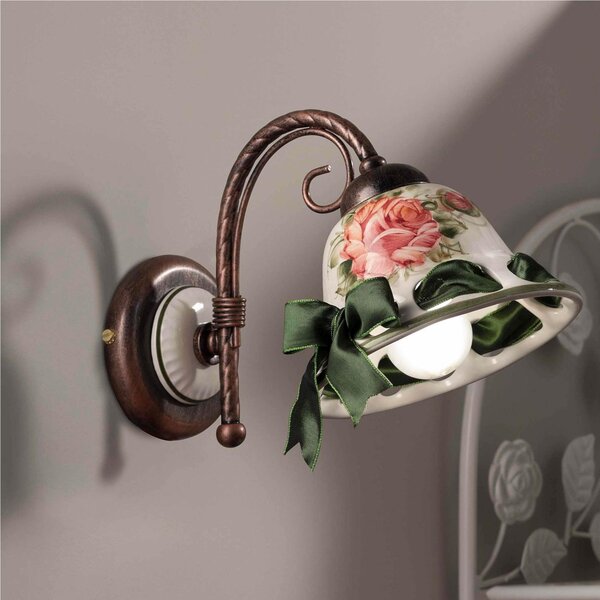 Applique da interno in materiale Ceramico LINEA NAPOLI 15x27x h 17 cm peso 1,55 kg - Attacco Lampada E 14 interno con portalampade in cramica