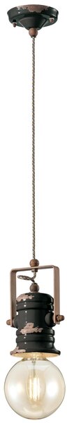 Sospensione da interno a Una luce in materiale Ceramico URBAN RETRO' dimensione 13x h 19 cm peso 1,24 kg - Attacco Lampada E 27 nero