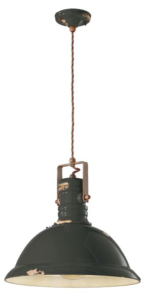 Sospensione da interno in Ferro e materiale Ceramico Vintage URBAN RETRO' dimensione 40x40x h 36 cm peso 3,62 kg - Attacco Lampada E 27 Vintage Nero
