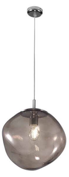 Sospensione 1 Luce PICCOLA Struttura Sfera Vetro Cristallo SAXA Diametro 15xh 18 cm con Filo Max 220 G9, 1 x Max 40 Watt 1,5 kg colore vetro cristallo Fum�