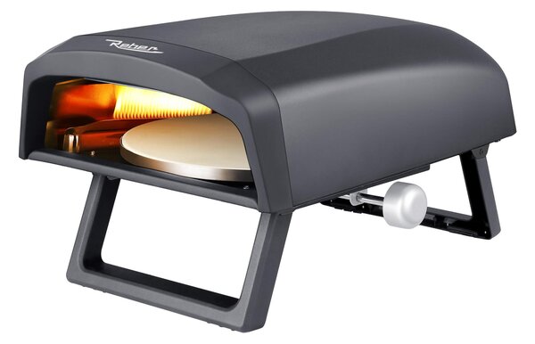 Forno Pizza A gas con Rotazione del Piano in pietra refrattaria Dimensioni 61x44x h 31,5 cm - Peso kg 12.5 guscio esterno in carbonio verniciato interno acciaio inox