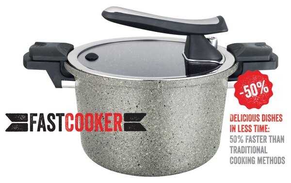 Pentola A Pressione Fast COOKER cucina in meno della Met� del Tempo 24xh 16 cm - Lt 6 in alluminio forgiato rivestimento Magma-Tech Plus