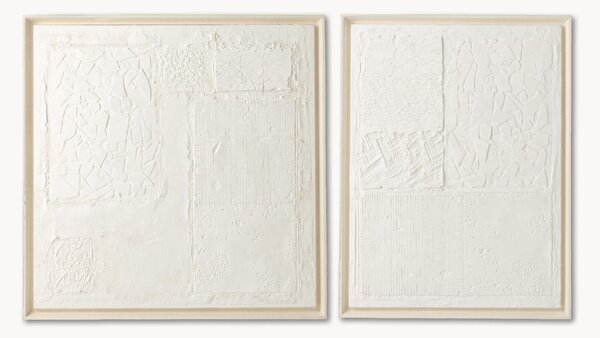Set di 2 dipinti in legno di pino bianco Plaster