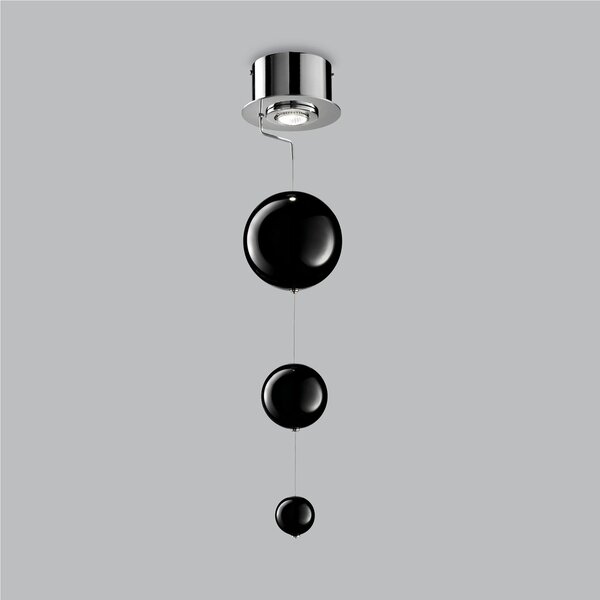 Plafoniera da muro solida base inox a taglio laser Bolero Dimensioni 15x15x h 70 cm G10 1 x Max 50 Watt 1,2 kg e diffusori con sfere in vetro cristallo Nero