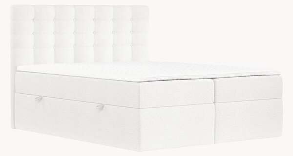 Letto boxspring in bouclé fatto a mano con contenitore Sansa, H3