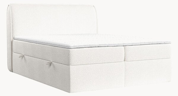 Letto boxspring in bouclé fatto a mano con contenitore Organic, H3 cm