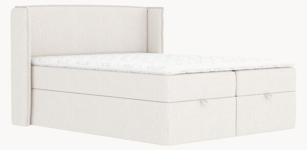 Letto boxspring in ciniglia fatto a mano con contenitore Passion, H3 cm