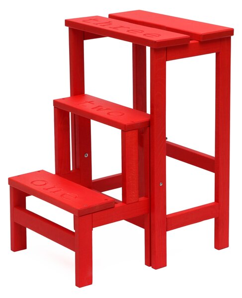 Scalatte, Sgabello Pieghevole e trasportabile 3 gradini HAPPY NUMBERS Dimensioni H 60 40x46xh 60 cm Peso 6 Kg Rosso