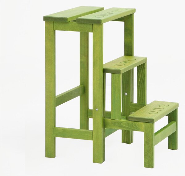 Scalatte, Sgabello Pieghevole e trasportabile 3 gradini HAPPY NUMBERS Dimensioni H 60 40x46xh 60 cm Peso 6 Kg Verde Acido
