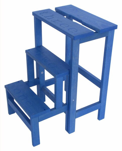 Scalatte, Sgabello Pieghevole e trasportabile 3 gradini HAPPY NUMBERS Dimensioni H 60 40x46xh 60 cm Peso 6 Kg Azzurro