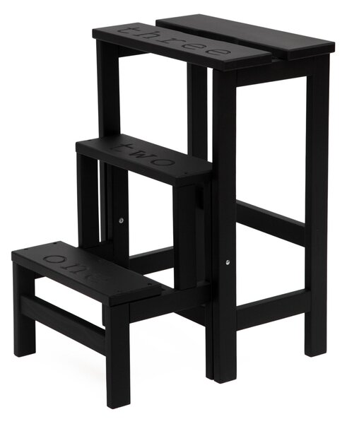 Scalatte, Sgabello Pieghevole e trasportabile 3 gradini HAPPY NUMBERS Dimensioni H 60 40x46xh 60 cm Peso 6 Kg Nero